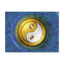 Yin-Yang Postcard, Golden Ring and Blue mosaic
