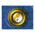Yin-Yang Poster, Golden ring and blue mosaic posters