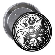 Yin Yang Roses, black Buttons