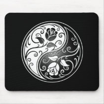 Yin Yang Roses, black Mouse Pads