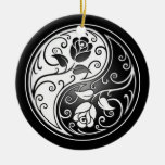 Yin Yang Roses, black Ornament