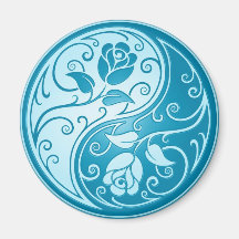 Yin Yang Roses, blue Fridge Magnets