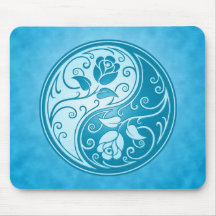 Yin Yang Roses, blue Mouse Pad