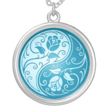 Yin Yang Roses, blue Necklace