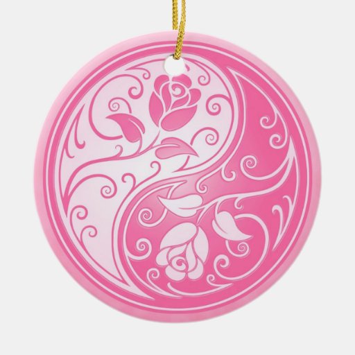 yin yang roses pink round ceramic ornament zazzle yin yang roses pink round ceramic ornament zazzle