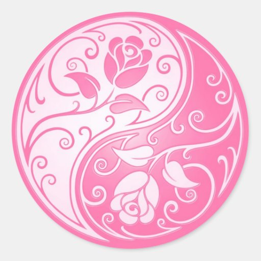 Yin Yang Roses Pink Classic Round Sticker Zazzle 3271