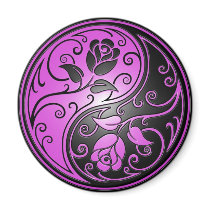Yin Yang Roses, purple and black Magnets