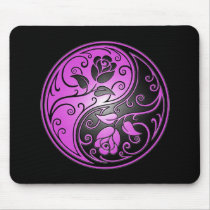 Yin Yang Roses, purple and black Mouse Pads