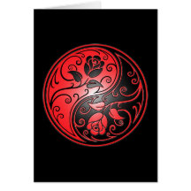 Yin Yang Roses, red and black Cards