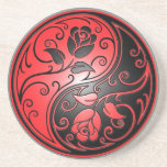 Yin Yang Roses, red and black Coasters