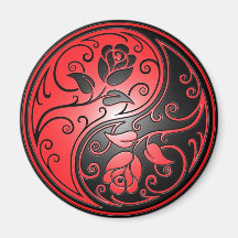 Yin Yang Roses, red and black Fridge Magnets