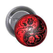 Yin Yang Roses, red and black Pin