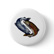 Yin Yang Salmon Fish Button