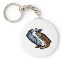 Yin Yang Salmon Fish Key Chains