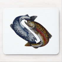 Yin Yang Salmon Fish Mouse Pad