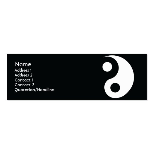 Yin Yang - Skinny Business Card (front side)