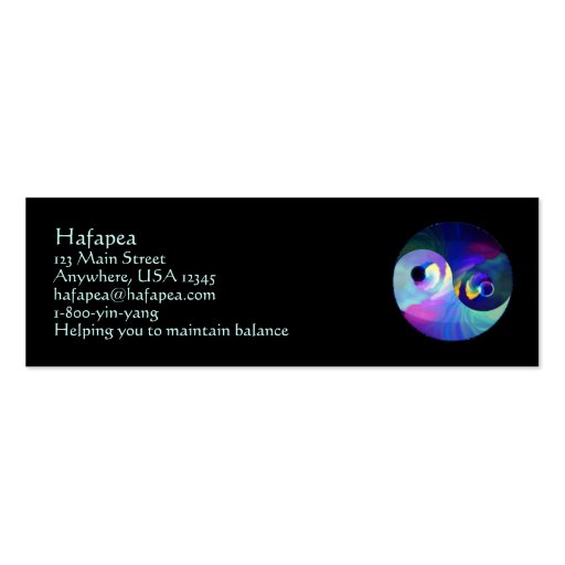 Yin Yang Skinny Card Business Card (front side)