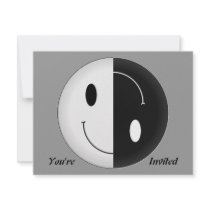 Yin Yang Smiley Custom Invitations