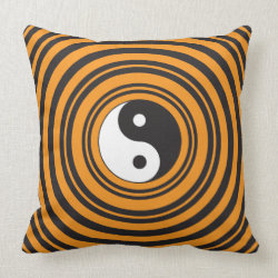 Yin Yang Taijitu Symbol Orange Black Circles Pillow
