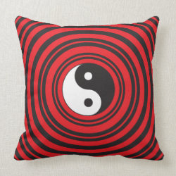 Yin Yang Taijitu Symbol with Red Circles Pattern Pillow
