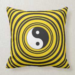 Yin Yang Taijitu symbol Yellow Black Ripples Throw Pillow
