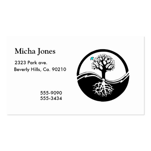 Yin Yang Tree Of Life Black & White Business Card Templates (front side)