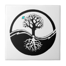 Yin Yang Tree Of Life Black & White Ceramic Tiles