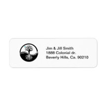 Yin Yang Tree Of Life Black & White Return Address Labels