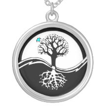 Yin Yang Tree Of Life Black & White Necklace