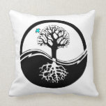 Yin Yang Tree Of Life Black & White Pillow