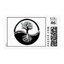 Yin Yang Tree Of Life Black & White Stamps