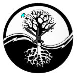 Yin Yang Tree Of Life Black & White Wall Clock