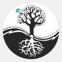 Yin Yang Tree Round Sticker