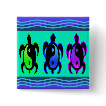Yin Yang Turtles Button
