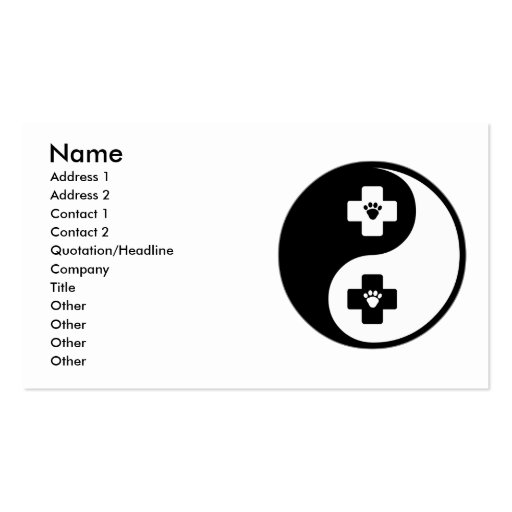 Yin Yang Veterinary Medicine Business Card Templates (front side)