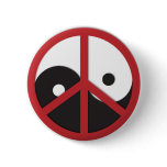 Yin-Yang with Peace sign - red Buttons
