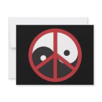 Yin-Yang with Peace sign - red invitations