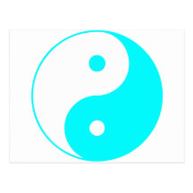 Yin Yang Ying Taoism Sign Chinese Taijitu Blue Postcards