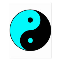 Yin Yang Ying Taoism Sign Chinese Taijitu Blue Postcards