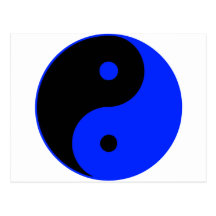 Yin Yang Ying Taoism Sign Chinese Taijitu Blue Postcard