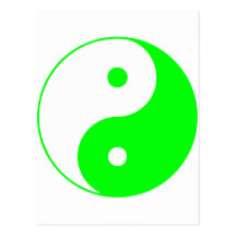Yin Yang Ying Taoism Sign Chinese Taijitu Green Post Card
