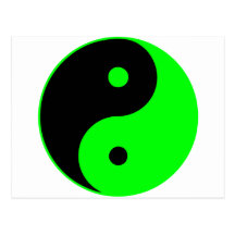 Yin Yang Ying Taoism Sign Chinese Taijitu Green Post Cards