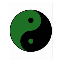 Yin Yang Ying Taoism Sign Chinese Taijitu Green Post Card