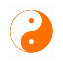 Yin Yang Ying Taoism Sign Chinese Taijitu Orange Postcard