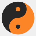 Yin Yang Ying Taoism Sign Chinese Taijitu Orange Round Sticker