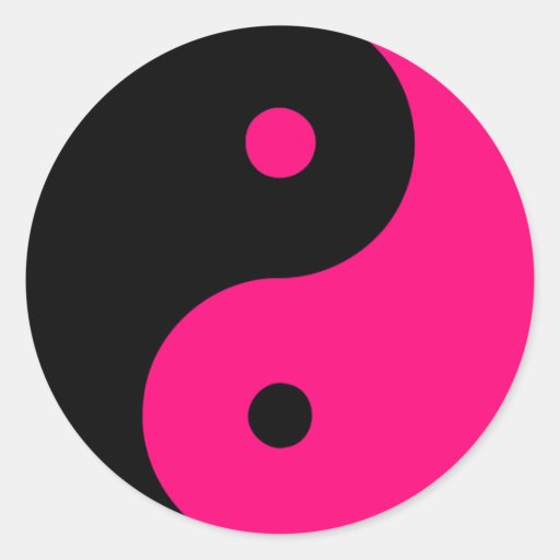 Yin Yang Ying Taoism Sign Chinese Taijitu Pink Round Sticker