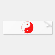 Yin Yang Ying Taoism Sign Chinese Taijitu Red Bumper Sticker