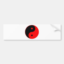 Yin Yang Ying Taoism Sign Chinese Taijitu Red Bumper Stickers