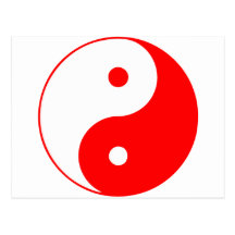 Yin Yang Ying Taoism Sign Chinese Taijitu Red Postcard
