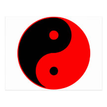 Yin Yang Ying Taoism Sign Chinese Taijitu Red Postcards